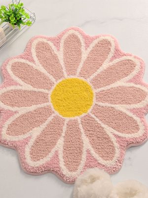 Flocked Daisy Shaped Bedroom Living Room Carpet