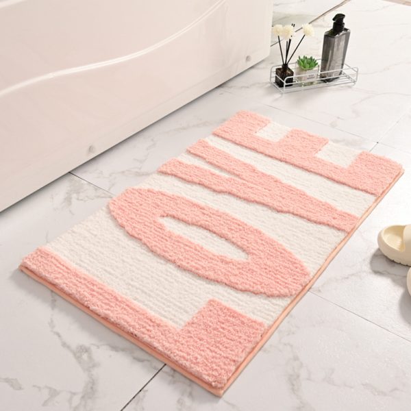 Flocking New Living Room Carpet Entry Door Floor Mat (LOVE Pink)