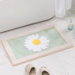 Cartoon daisy carpet floor mat bathroom non-slip mat (Soft green daisy)