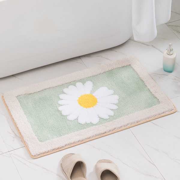 Cartoon daisy carpet floor mat bathroom non-slip mat (Soft green daisy)