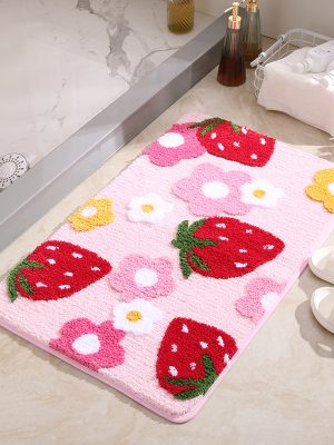 Entry Door Mat Living Room Bathroom Foot Mat Toilet Anti Slip Mat (Pink)