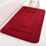 Microfibre Back Bathroom Floor Mat Bathroom Anti Slip (Red)