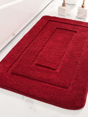 Microfibre Back Bathroom Floor Mat Bathroom Anti Slip (Red)