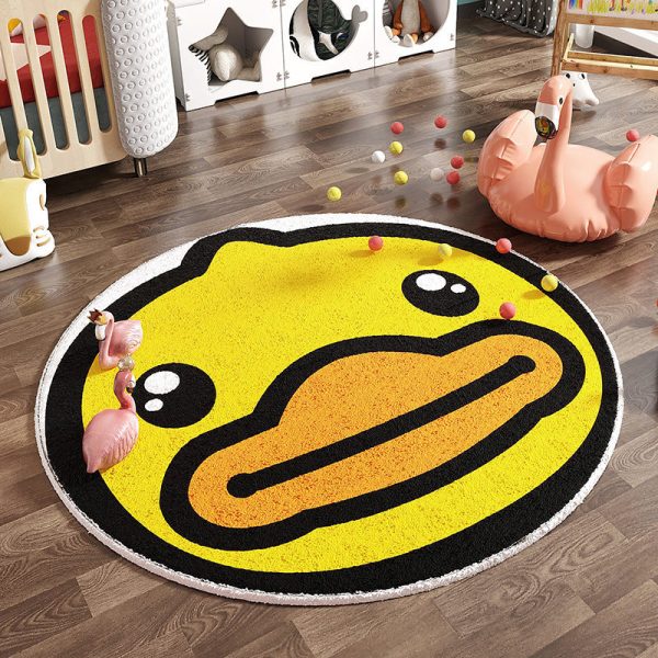 New faux cashmere round carpet living room coffee table mat (Cute Duck)