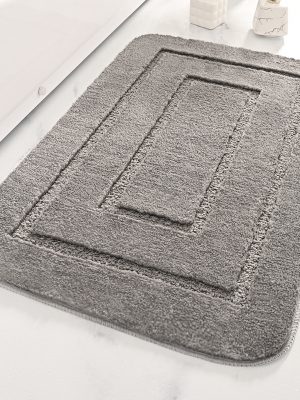 Microfibre Back Bathroom Floor Mat Bathroom Anti Slip (Grey)