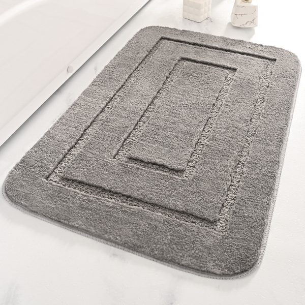 Microfibre Back Bathroom Floor Mat Bathroom Anti Slip (Grey)