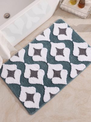 Flocked Entry Doormat Living Room Rug (blue-green)