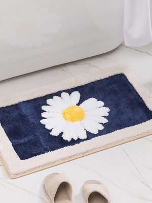 Cartoon daisy carpet floor mat bathroom non-slip mat (blue daisy)