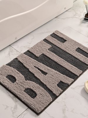 Flocking New Living Room Carpet Entry Door Floor Mat (BATH Grey)