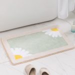 Cartoon daisy carpet floor mat bathroom non-slip mat (soft green)