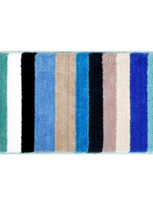 Flocking floor mat living room carpet bathroom non-slip mat (Stripe Blue)