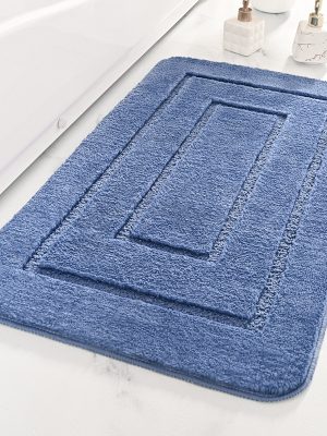 Microfibre Back Bathroom Floor Mat Bathroom Anti Slip (Blue)