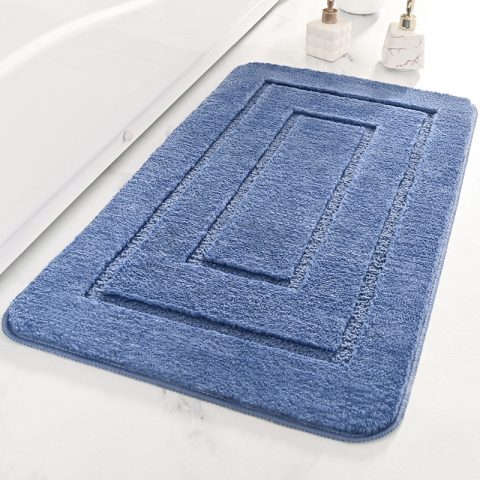 Microfibre Back Bathroom Floor Mat Bathroom Anti Slip (Blue)