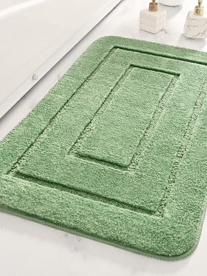 Microfibre Back Bathroom Floor Mat Bathroom Anti Slip (Green)