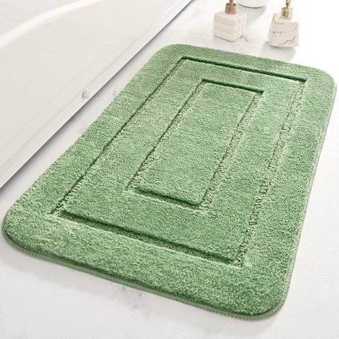 Microfibre Back Bathroom Floor Mat Bathroom Anti Slip (Green)