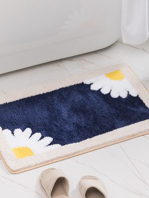 Cartoon daisy carpet floor mat bathroom non-slip mat (blue)