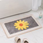 Cartoon daisy carpet floor mat bathroom non-slip mat (grey yellow daisy)