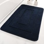 Microfibre Back Bathroom Floor Mat Bathroom Anti Slip (Navy)