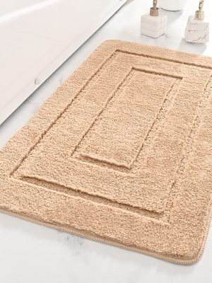 Microfibre Back Bathroom Floor Mat Bathroom Anti Slip (Camel)