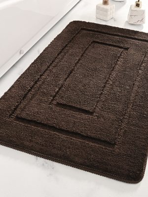 Microfibre Back Bathroom Floor Mat Bathroom Anti Slip (Brown)